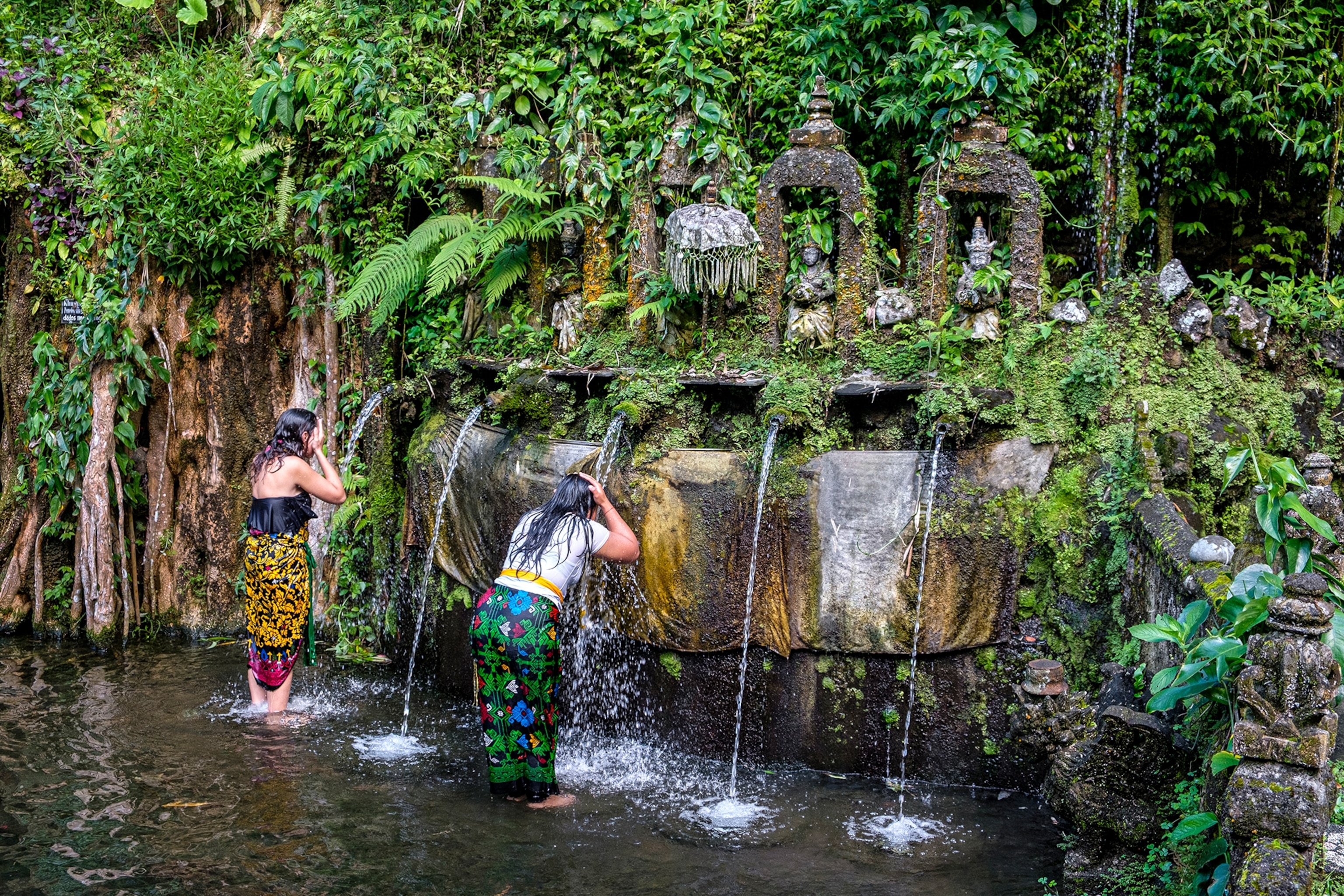 Traditional Balinese water purification ceremony.